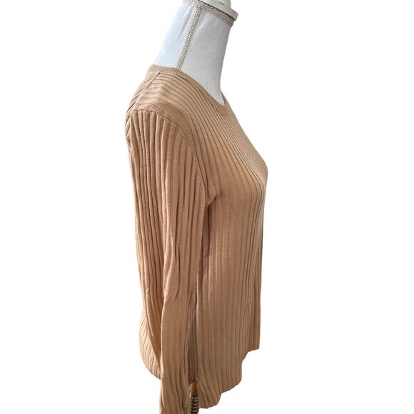 Design Lab Lord & Taylor Tan Ribbed Sweater - Picture 3 of 6
